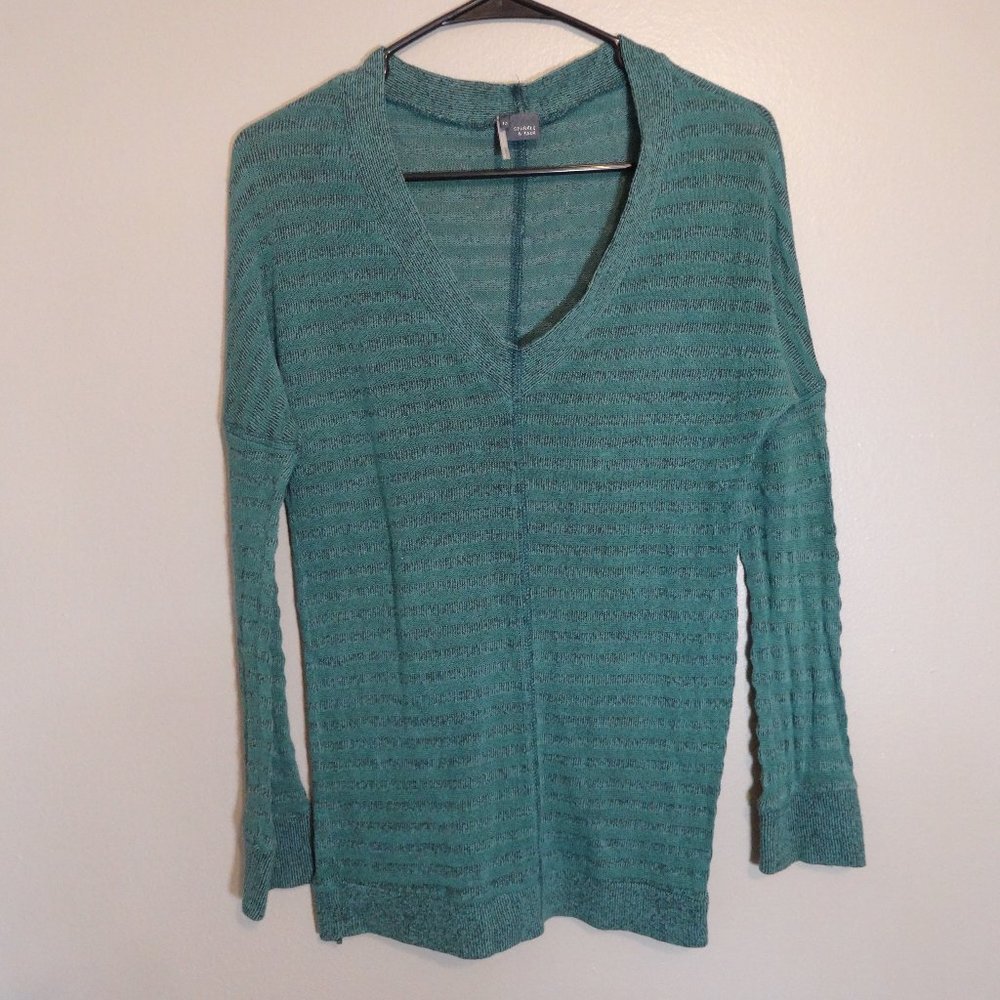 Sparkle & Fade Sea Green V-Neck Sweater Size M